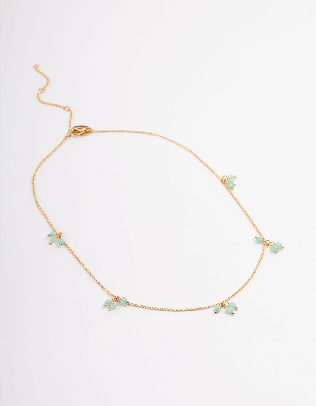 Gold Plated Jade Cluster Fine Necklace