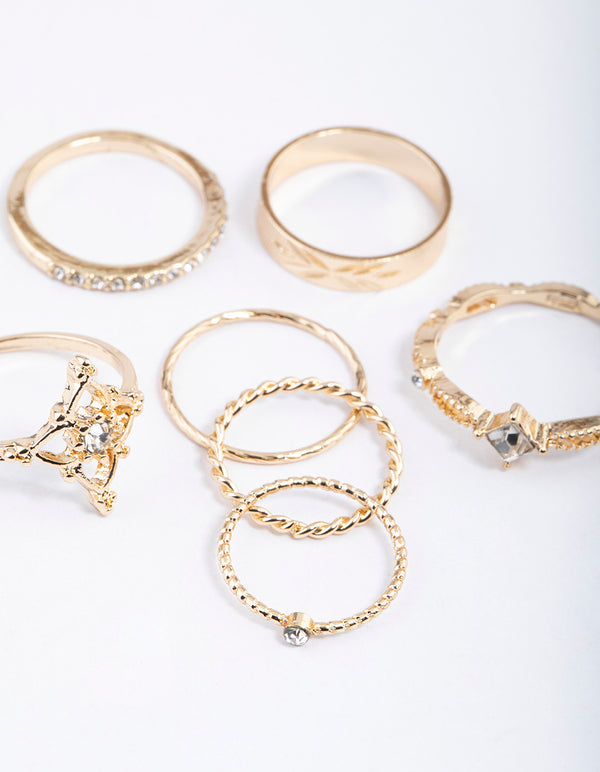 Gold Dainty Ornate Ring Pack