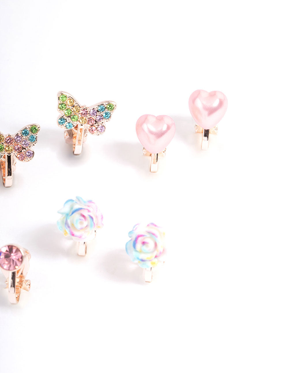 Kids Ombre Rose Clip On Earrings 5-Pack