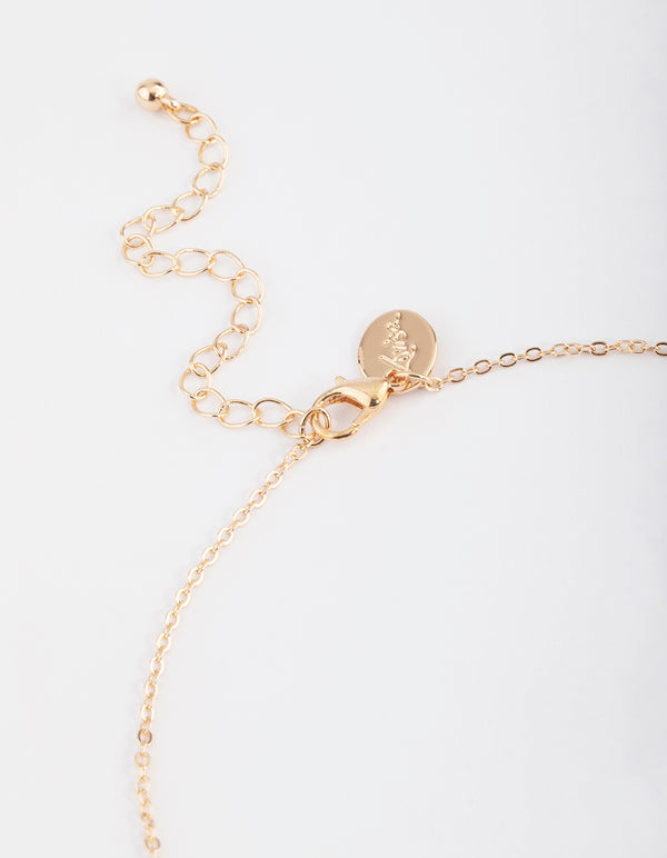 Gold Diamante Heart Locket Pendant Necklace