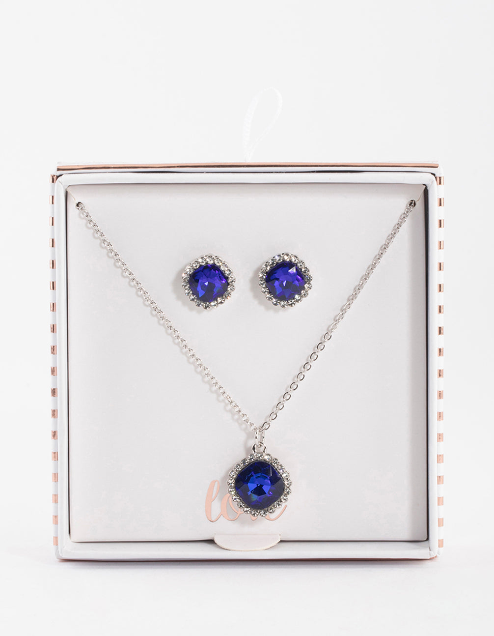 Silver Cushion Halo Jewellery Set