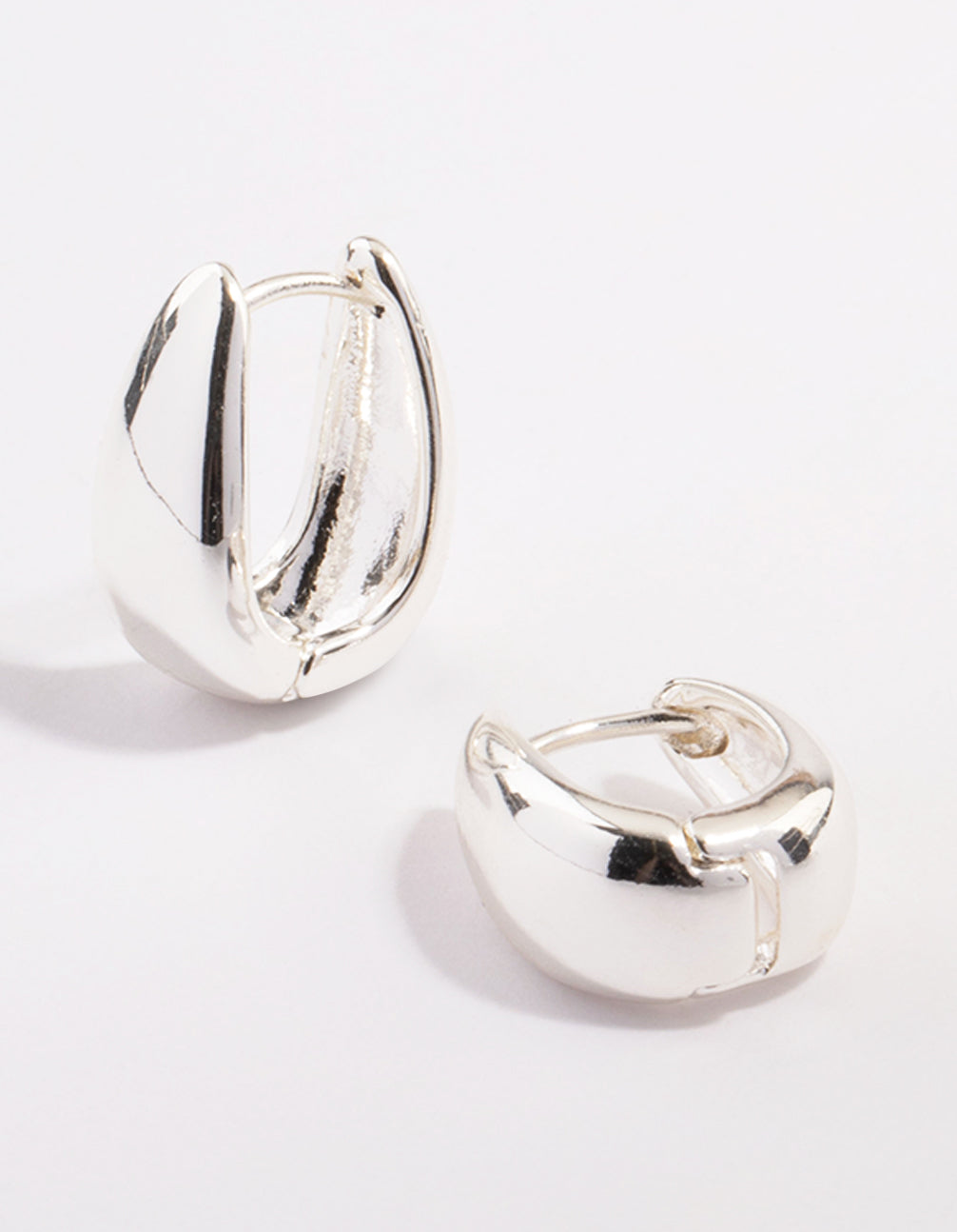 Silver Plated Brass Boho Taper Hoop Earrings