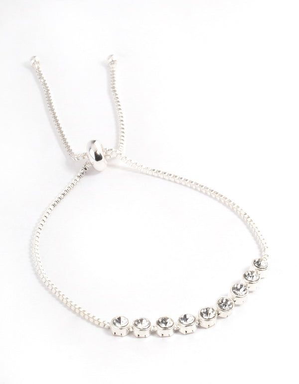 Silver Round Stone Toggle Bracelet