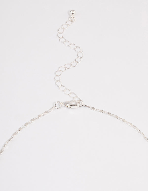 Silver Flat Chain Stick Necklace