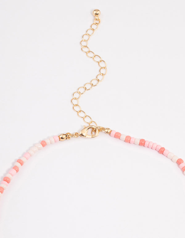 Pink Beaded Pearl Necklace