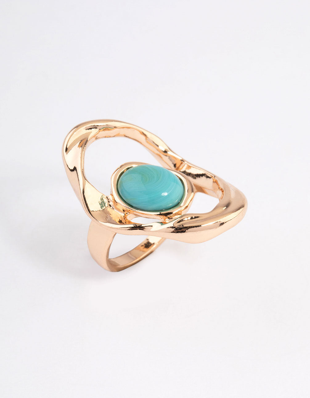 Gold Abstract Turquoise Ring