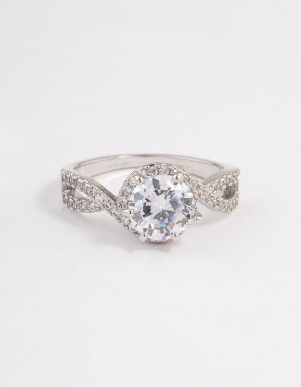 Silver Round Infinity Halo Ring