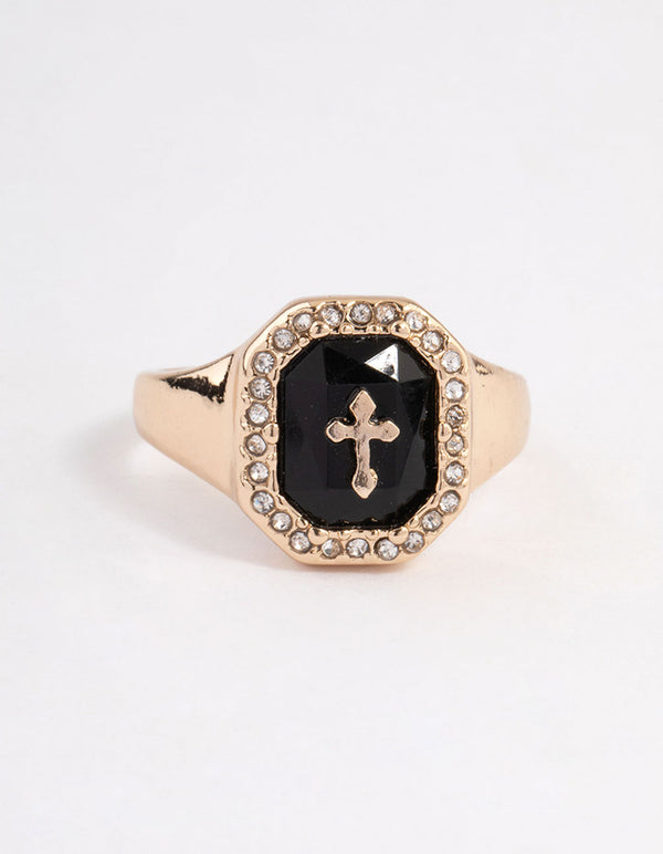 Black Cross Signet Ring