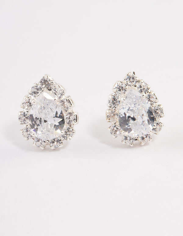Silver Fancy Cubic Zirconia Pear Earrings Pack