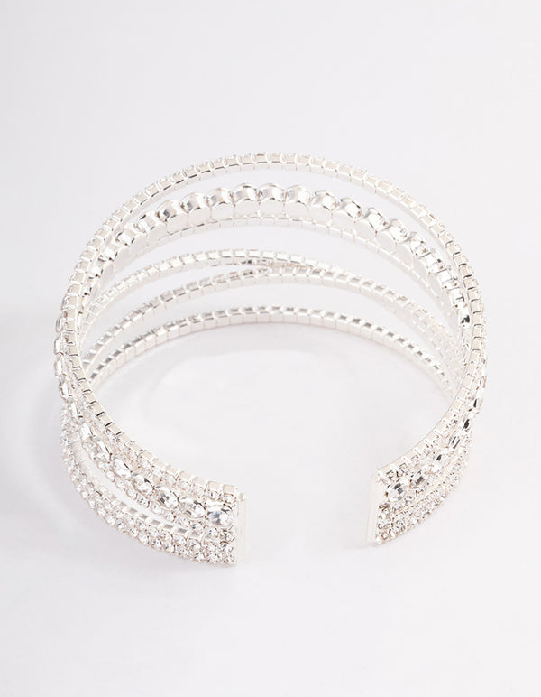 Silver Criss Cross Cupchain Wrist Cuff