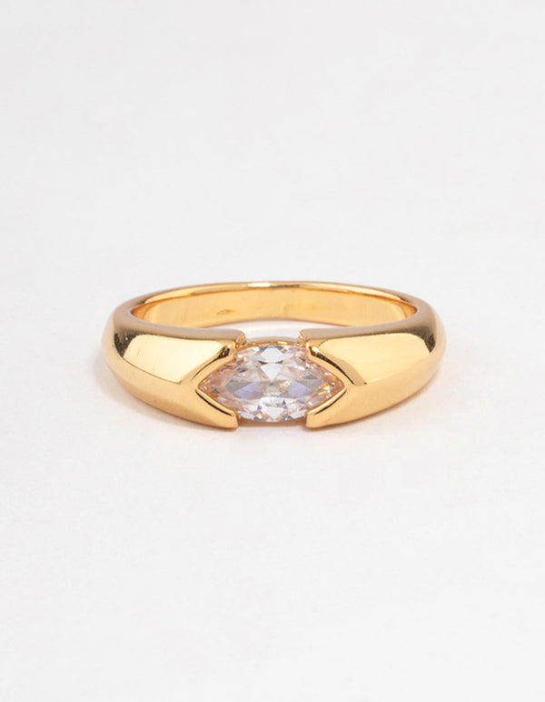 Gold Plated Statement Marquise Ring