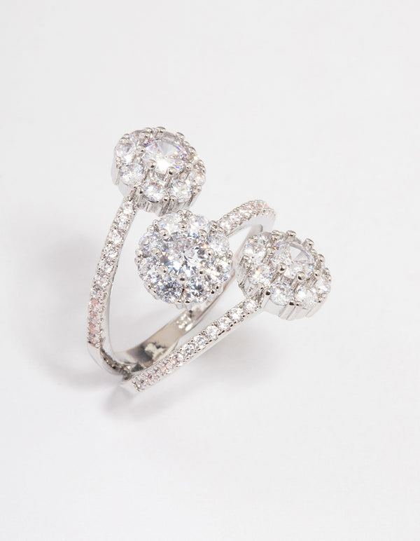 Silver Round Three Tier Ring