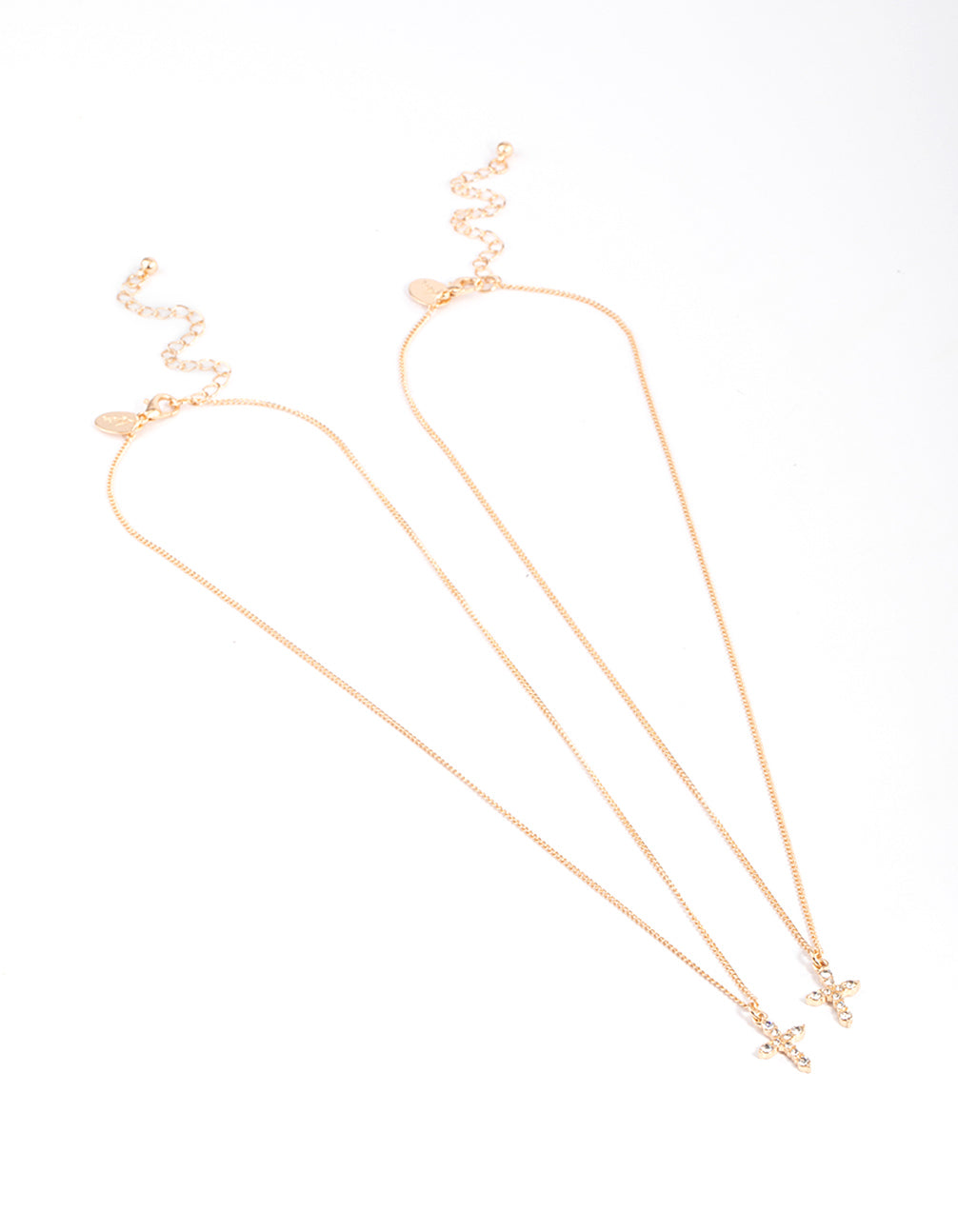 Gold Classic Diamante Cross Necklace Pack