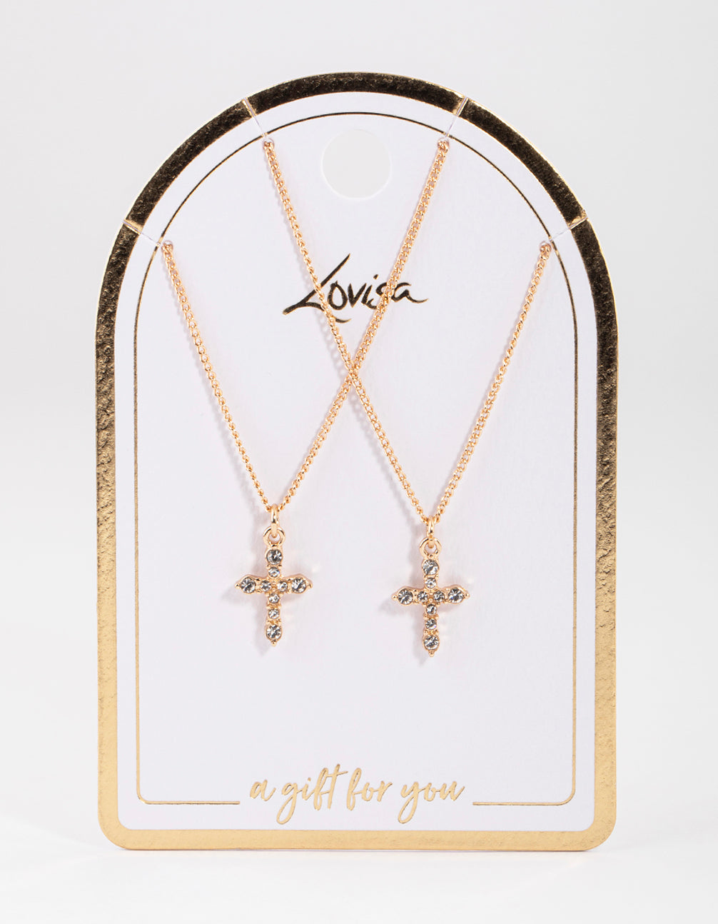 Gold Classic Diamante Cross Necklace Pack