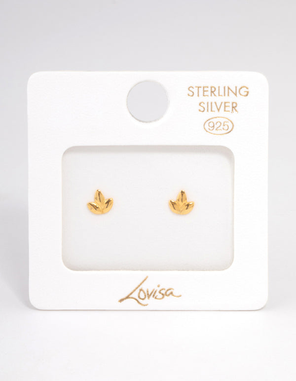 Gold Plated Sterling Silver Leaf Stud Earrings
