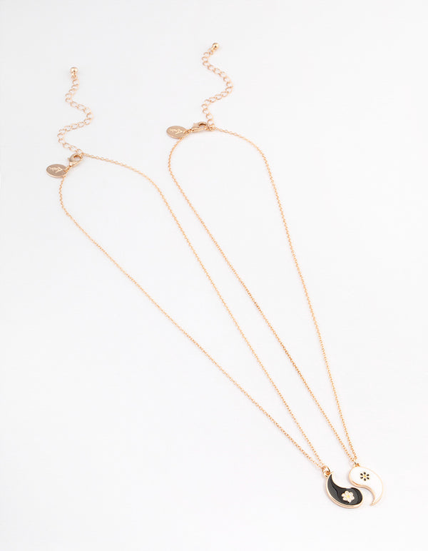 Gold Yin & Yang Flower Necklace Pack