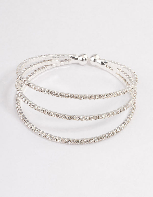 Silver Plated Trio Row Wrist Cuff