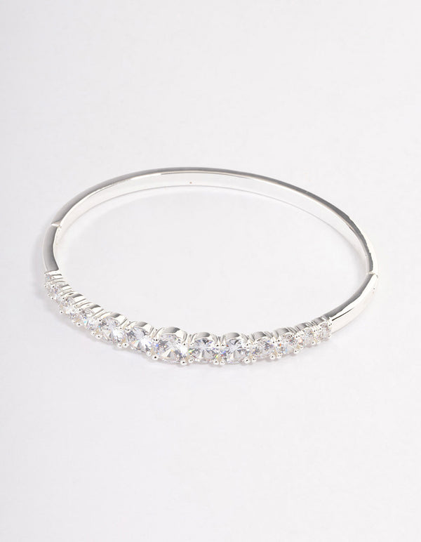 Silver Plated Gradual Cubic Zirconia Bangle