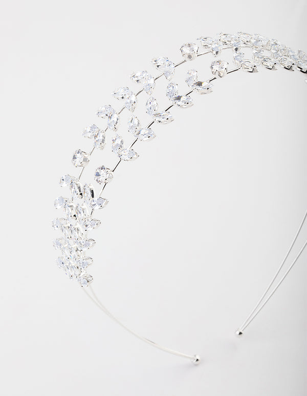 Silver Double Leaf Row Headband
