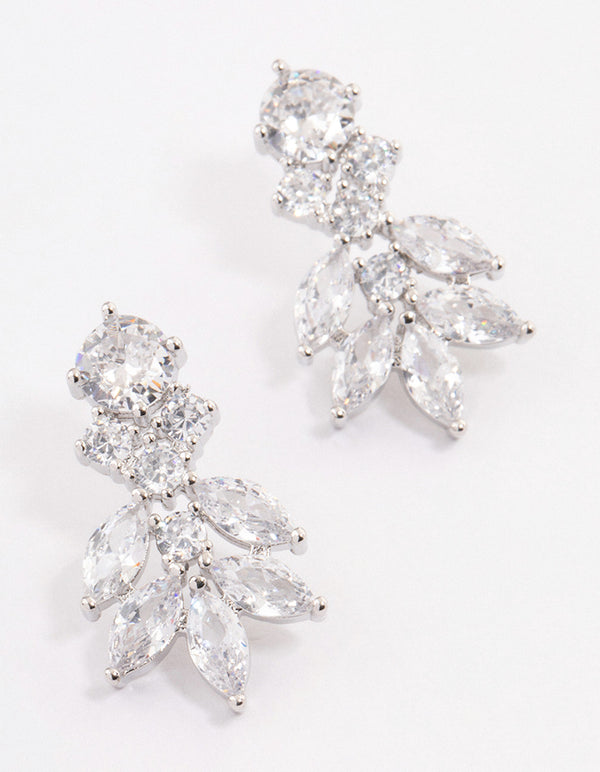 Silver Navette Mini Drop Earrings