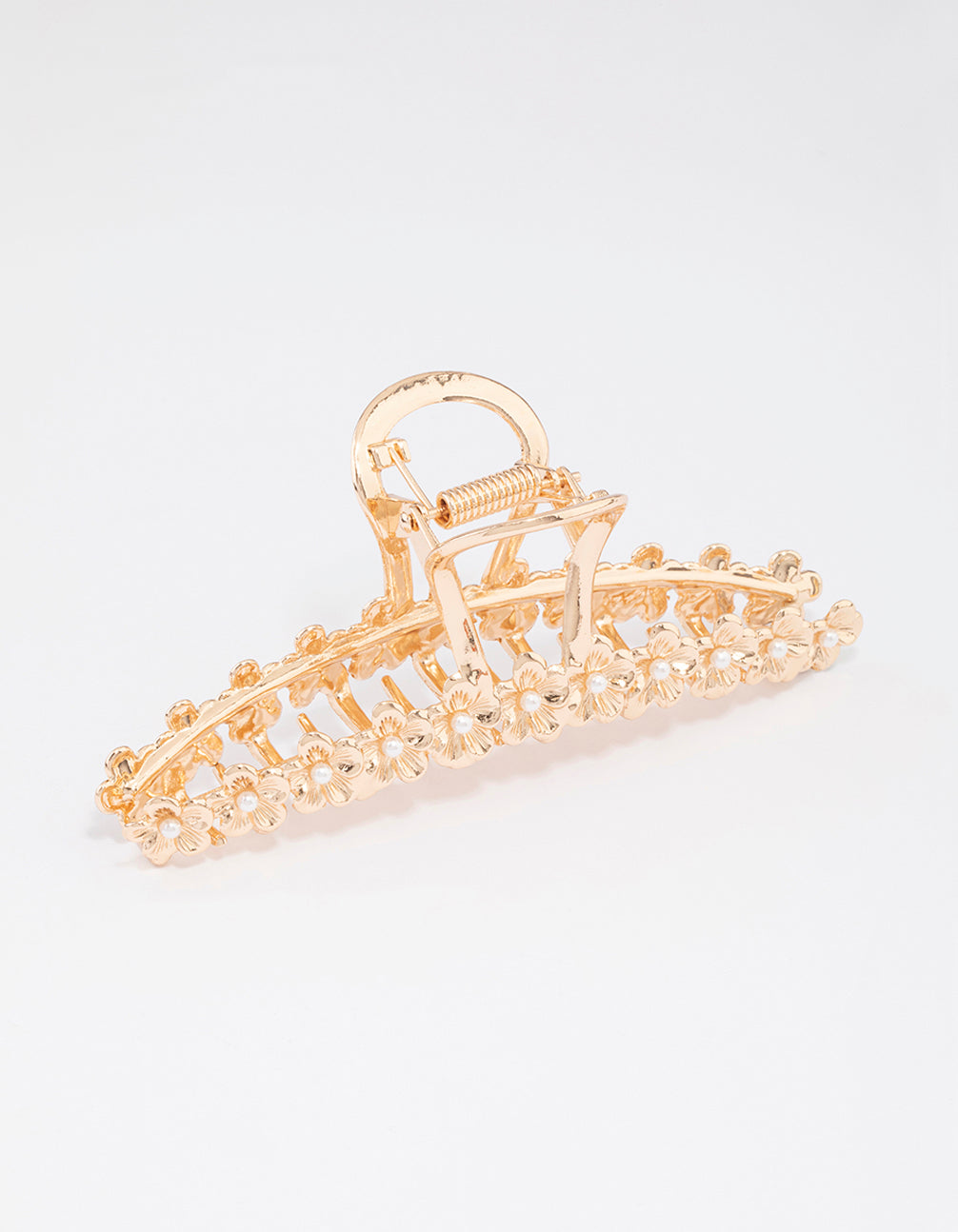 Gold Pearl & Flower Claw Clip