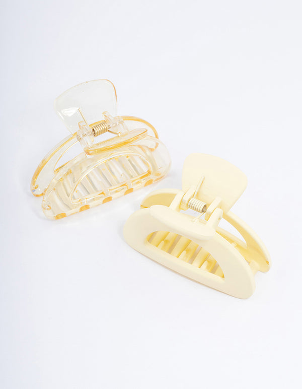 Plastic Yellow Half Moon Claw Clip Pack