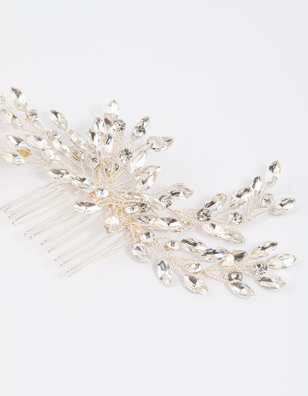Silver Large Marquise Hair Comb