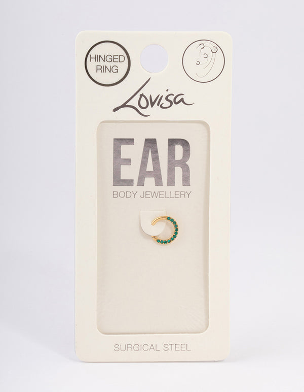 Gold Plated Surgical Steel Crystal Clicker Rings 7mm