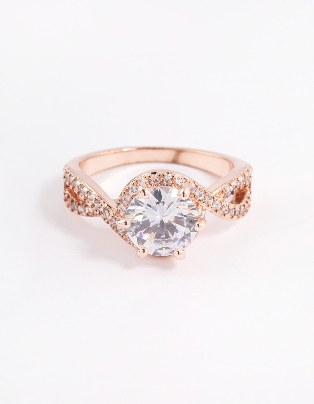 Rose Gold Round Infinity Halo Ring
