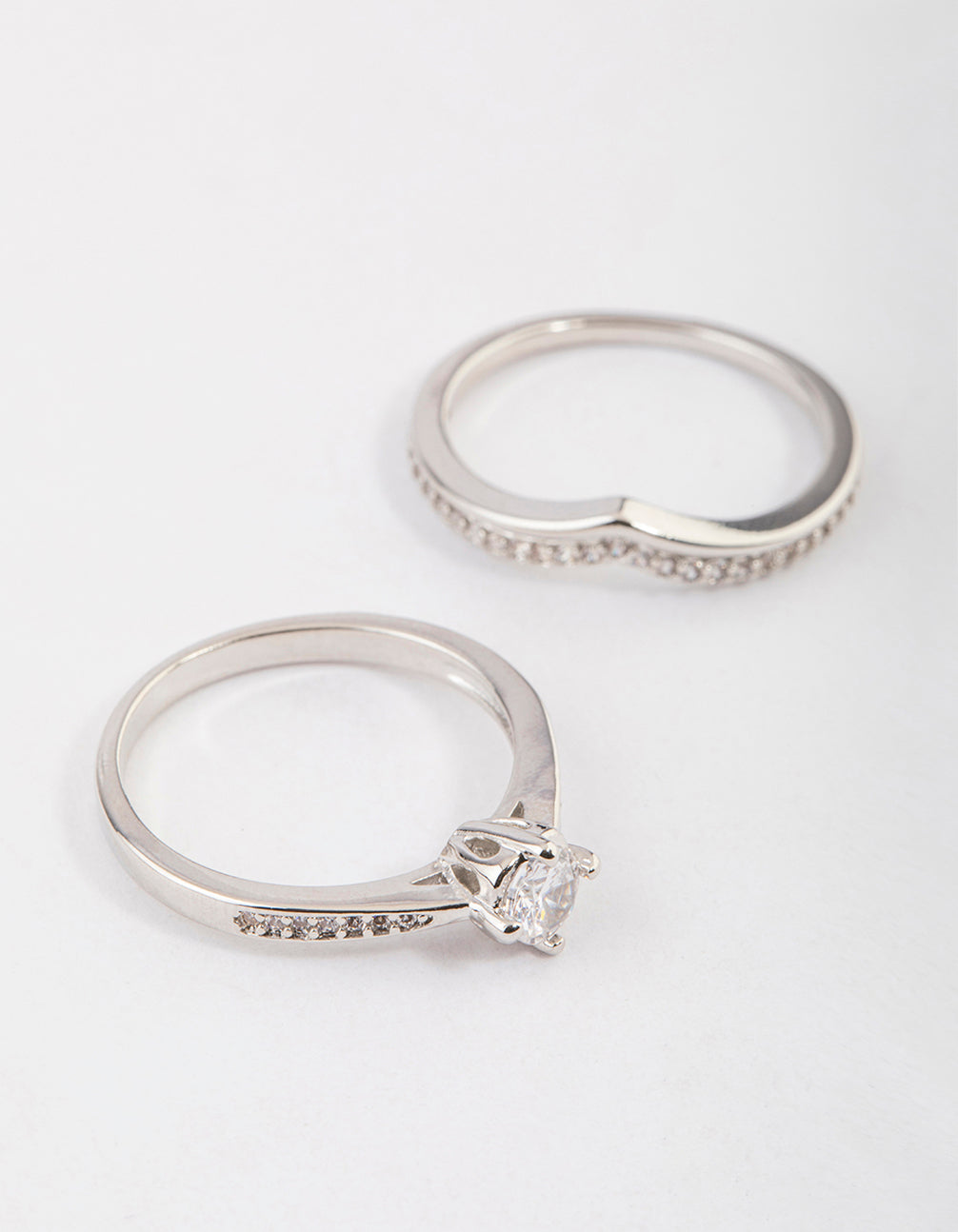 Silver Plated Glamorous V-Stack Ring Set