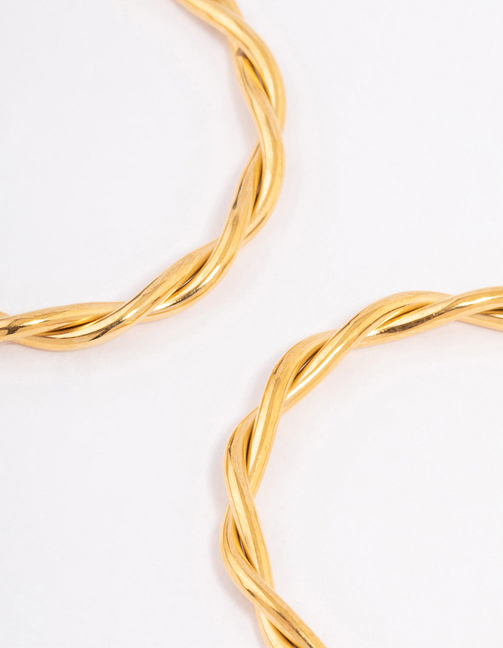 Waterproof Gold Plated Stainless Steel Medium Thin Twisted Hoop Earrings