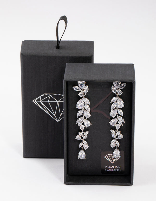 Silver Petal Drop Earrings
