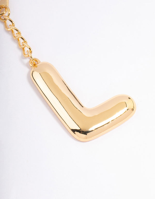 Gold Plated Letter L Key Chain