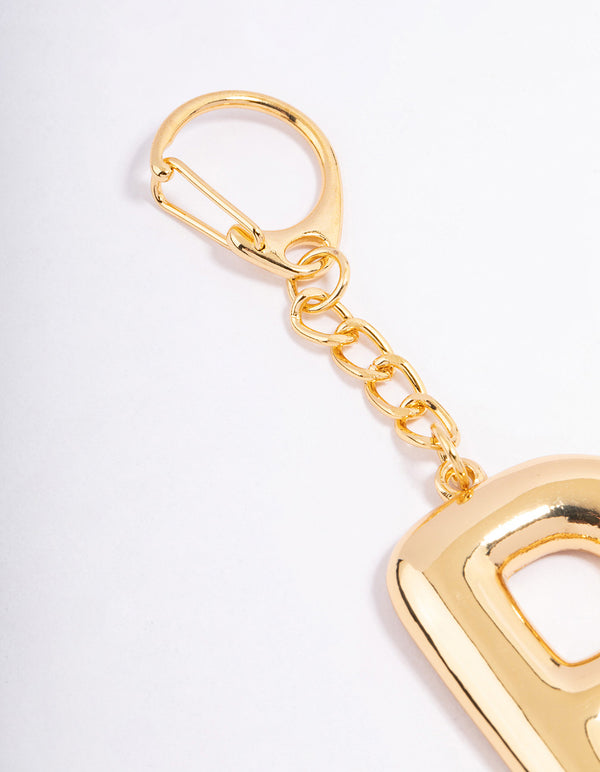 Gold Plated Letter 'P' Initial Key Ring