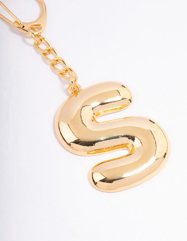 Gold Plated Letter S Key Chain