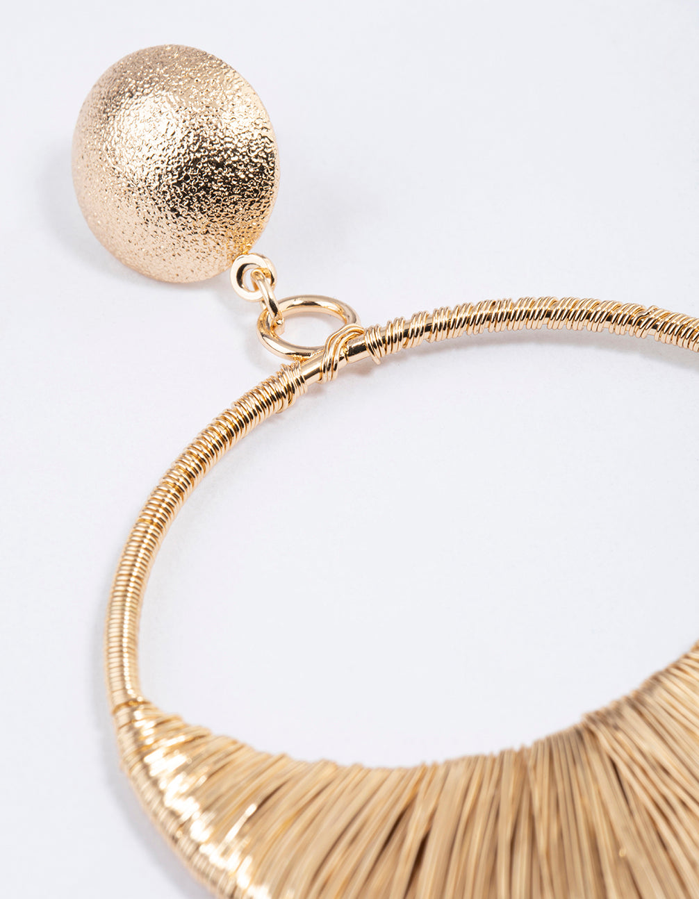 Gold Half Round Threader Wrap Drop Earrings