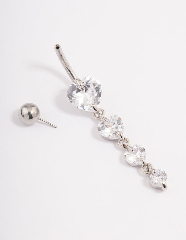 Surgical Steel Cubic Zirconia Heart Belly Ring