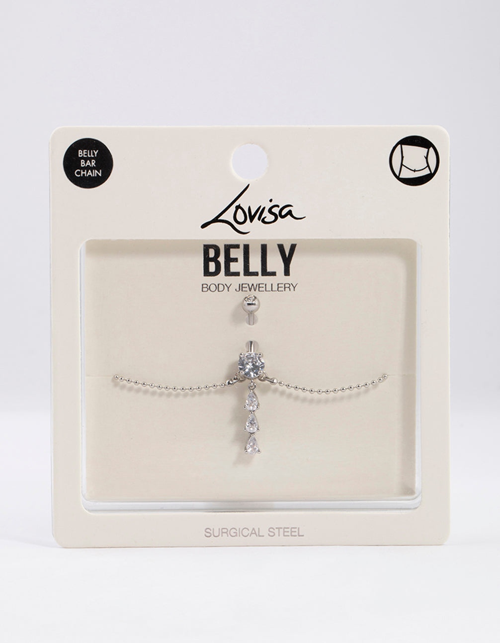 Surgical Steel Pear Drop Belly Ring Chain