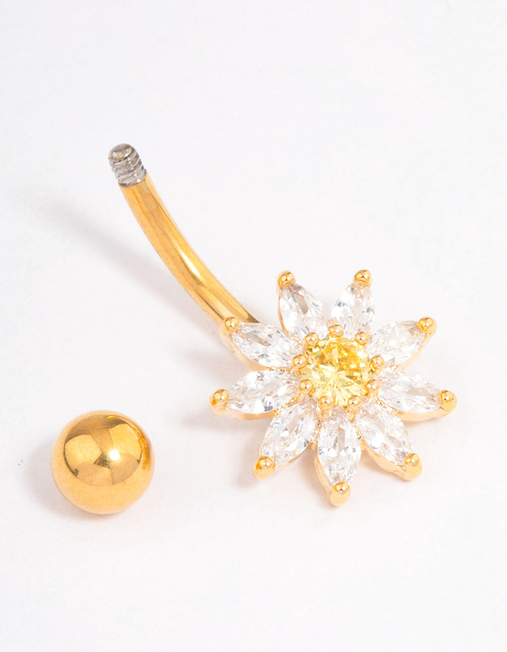 Gold Plated Surgical Steel Cubic Zirconia Cluster Small Belly Ring
