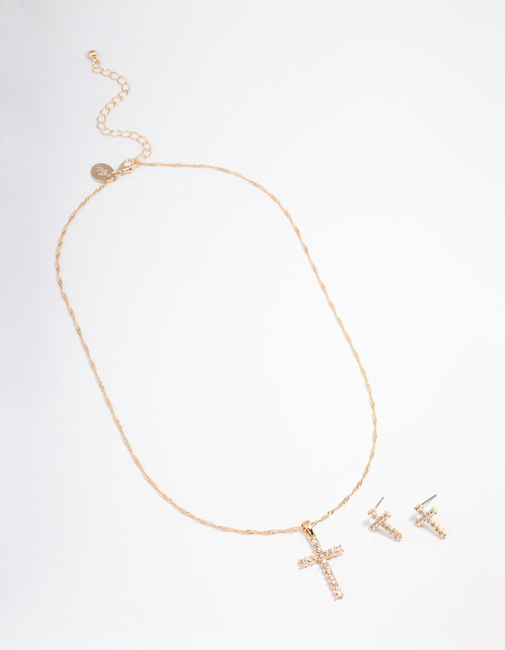 Gold Diamante Cross Jewellery Set