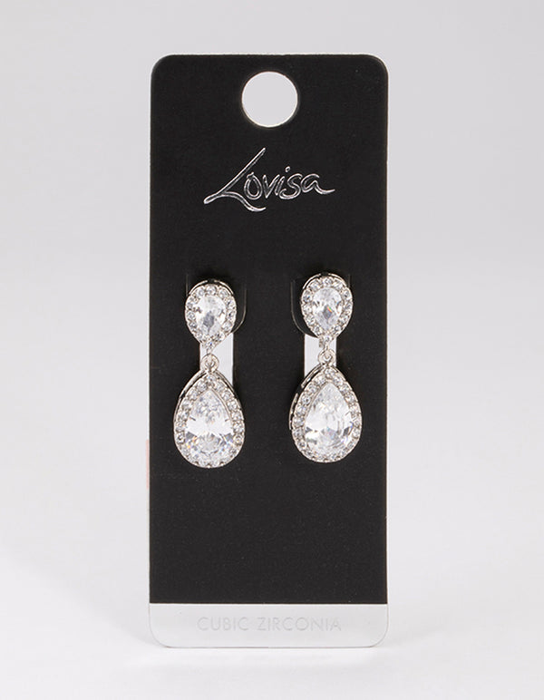 Silver Cubic Zirconia Angelina Drop Earrings