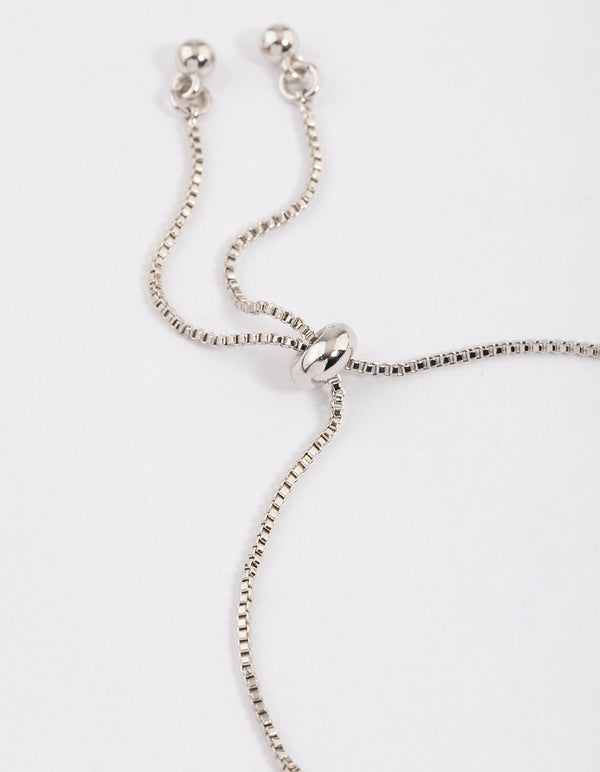 Silver Cubic Zirconia Large Oval Toggle Tennis Bangle