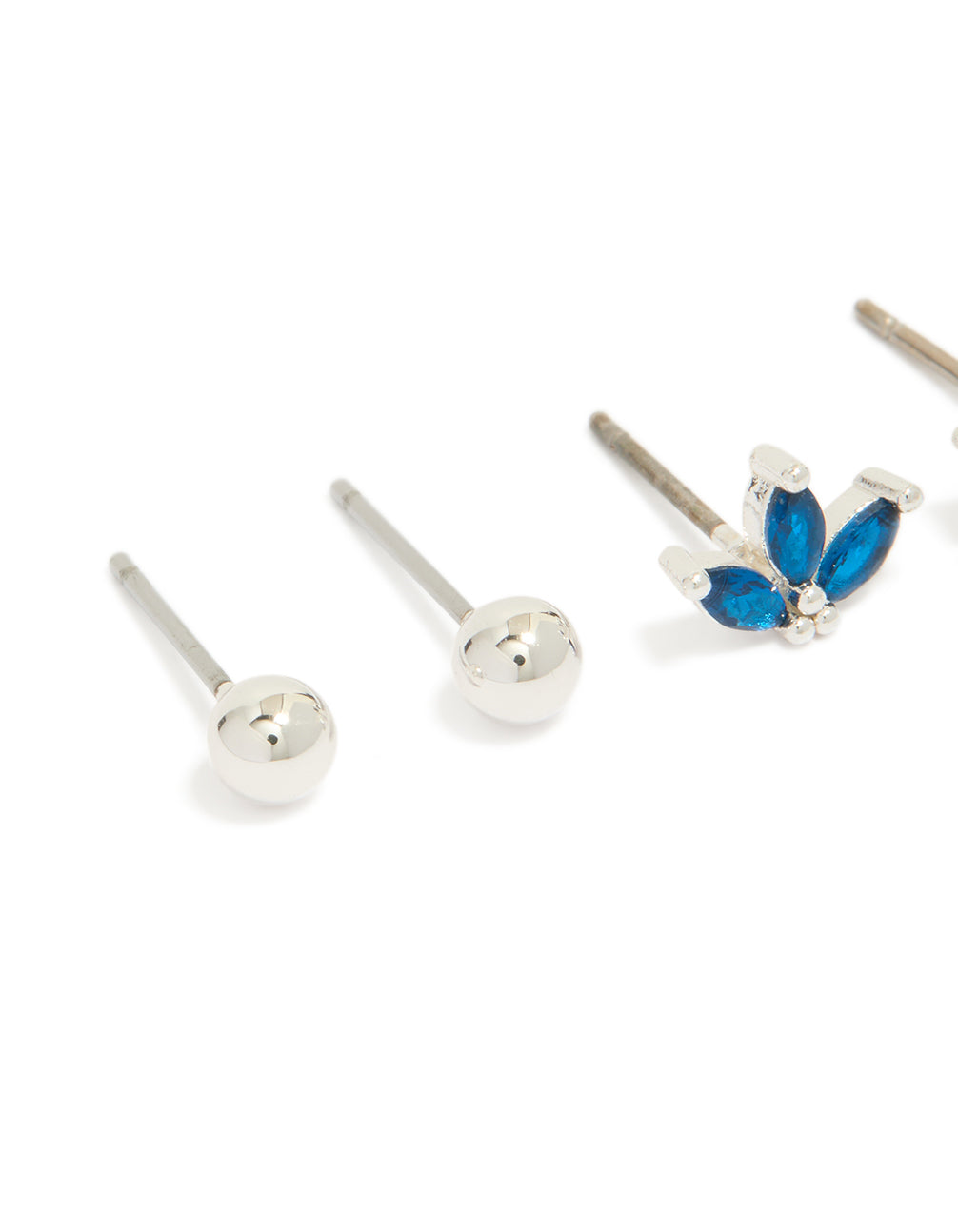Silver Plated Brass Cubic Zirconia Marquise Stud & Huggie Earrings Pack