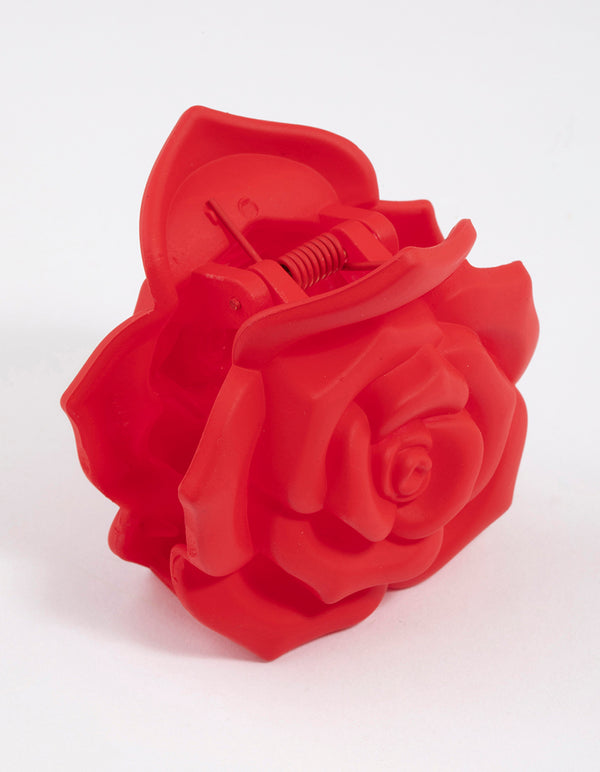 Plastic Romantic Red Rose Claw Clip
