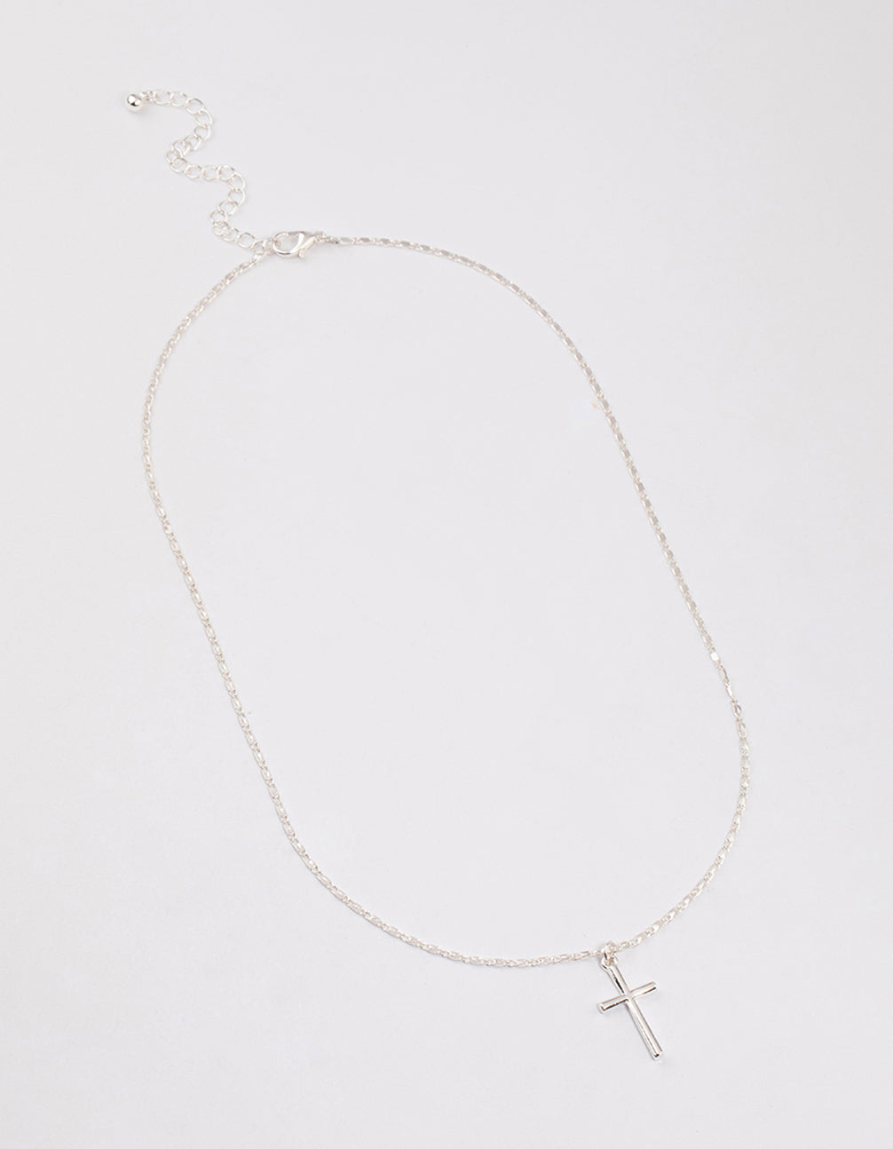 Silver Shiny Cross Pendant Necklace