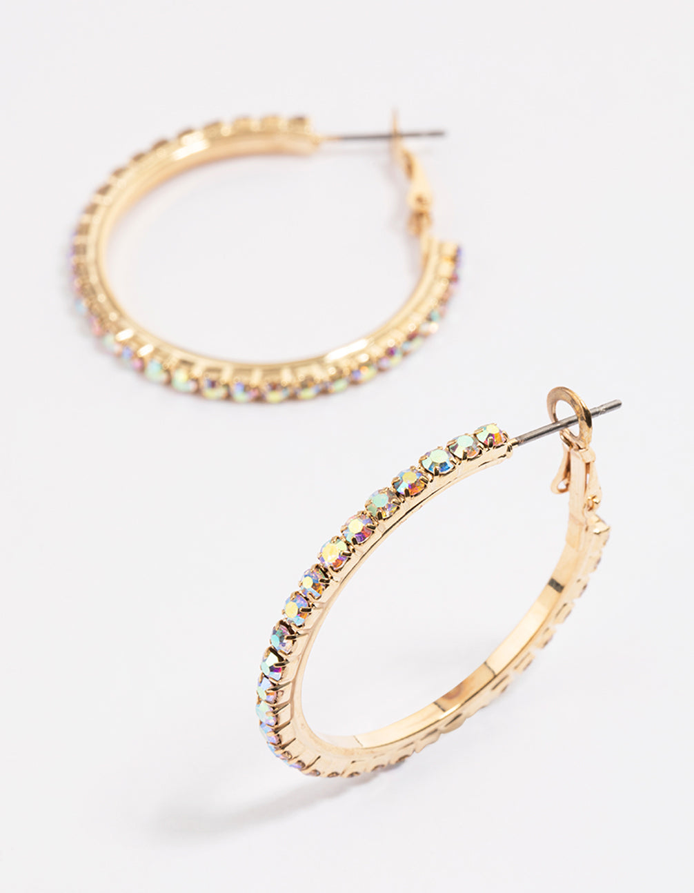 Gold Mixed Size Diamante Hoop Earrings