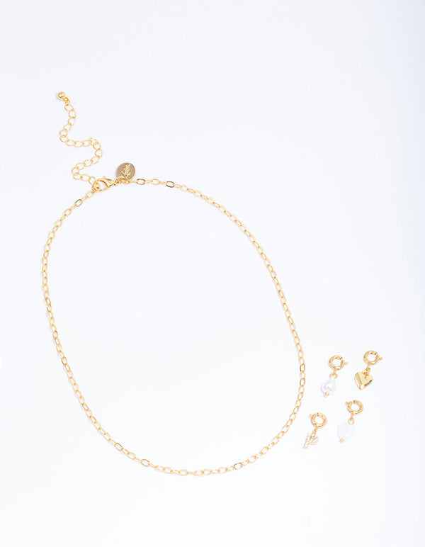 Letter 'P' Gold Plated Initial Personalised Charm Necklace