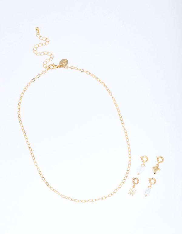 Letter 'M' Gold Plated Initial Customisable Charm Necklace