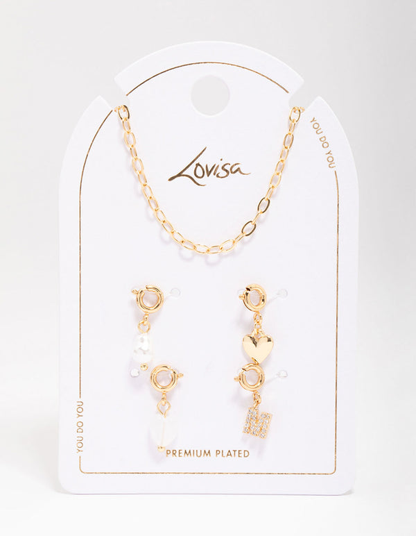 Letter 'M' Gold Plated Initial Customisable Charm Necklace