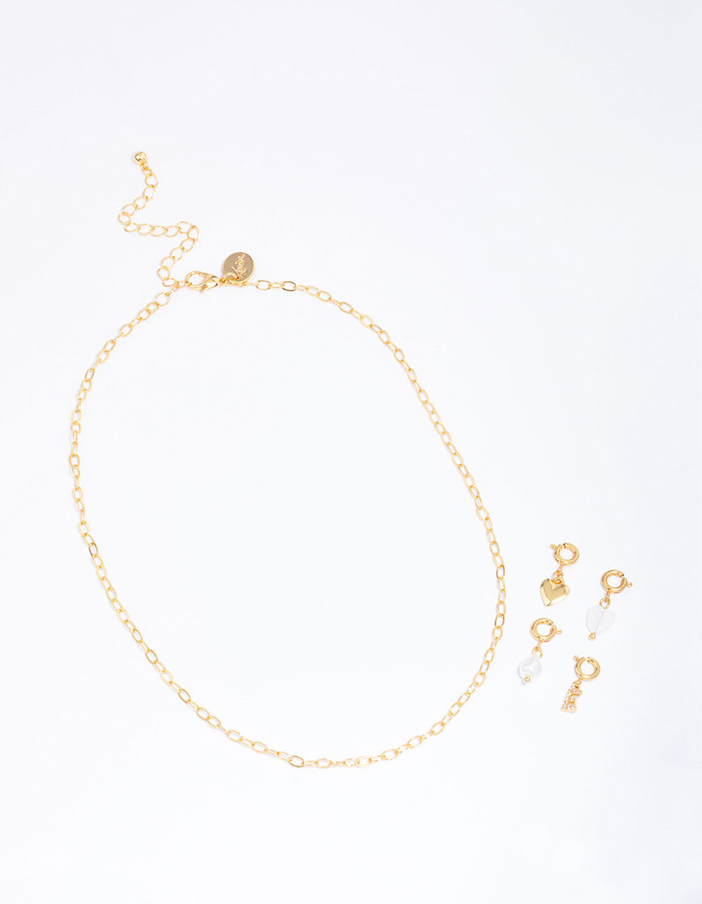 Letter 'E' Gold Plated Initial Customisable Charm Necklace